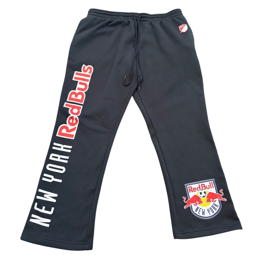 New York Red Bulls Men Pants XL Black MLS Sweatpants Fleece Team Logo 28" Inseam